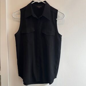 Sleeveless Black Button-Up Blouse